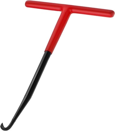 Metalen Haak voor Uitlaatveren - Spanningstrekker met T-Handvat en Rubber Coating voor Motorfietsen, Fietsen en Trampolines - 16 x 8 cm, Duurzaam en Efficiënt Gebruik