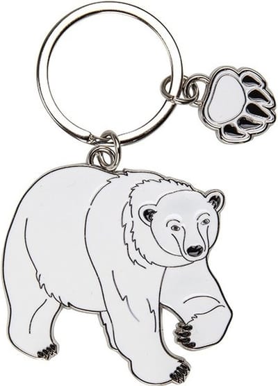 Metalen sleutelhanger van een ijsbeer - 5 cm - Dieren cadeau artikelen - Kinderen