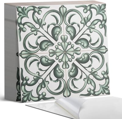 Coloray Plaktegels - Plantenpatroon in symmetrie Zelfklevende Tegels - 20 cm x 20 cm - Groente Plaktegels - 20 stuks - Vierkant PVC Tegels - Plaktegels Badkamer - Plaktegels Vloer - Vinyl Tegels - Wandtegel Zelfklevend