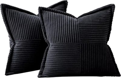 Bankkussen - Effen gestreept decoratief bankkussen voor comfort, bureau- en taillesteun - Maat 40x40 cm - Zwart
