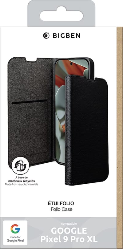 Bigben Connected, Hoesje geschikt voor Google Pixel 9 Pro XL - Wallet Case met Standaard, Zwart