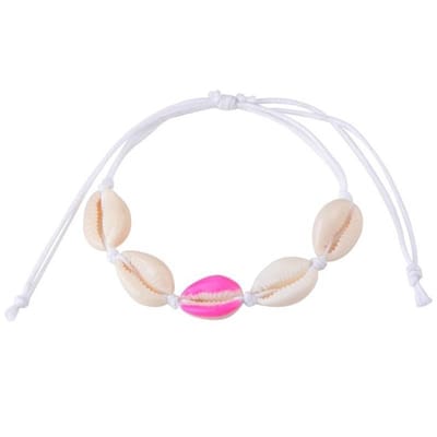Fako Bijoux® - Schelpjes Armband - Schelpen - Wit - 1x Fuchsia