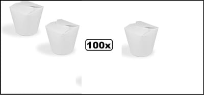 100x Wok to Go beker 400ml - hoogte 86mm - wit nasi bami mihoen groenten