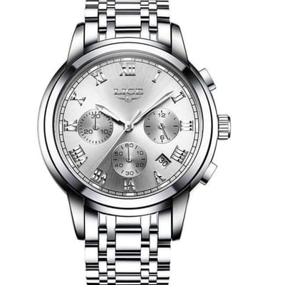 LIGE Casual DTS 1004 - Horloge - RVS - Ø 42 mm Zilver Wit