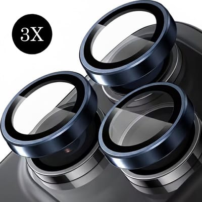 Camera Glas Lens Film Geschikt voor Apple iPhone 17 Pro - 3 Stuks - 3x Casemania Gehard Glas Camera Lens Protector - Donker Blauw