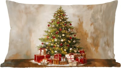 Sierkussens - Kussentjes Woonkamer - 60x40 cm - Kerstboom - Versierd - Kleurrijk