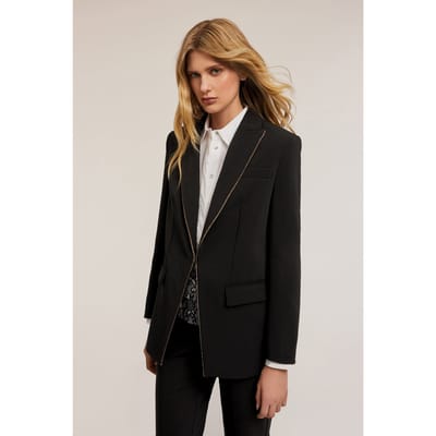 Motivi Crepe Fabric Jacket With Metal Chain Detail Black Maat: 32 | Blazers Outlet | Dames | Zwart