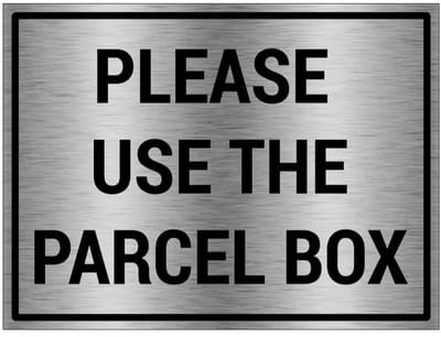 Please use the parcel box bord - gecoat brushed aluminium | 20 x 15 cm