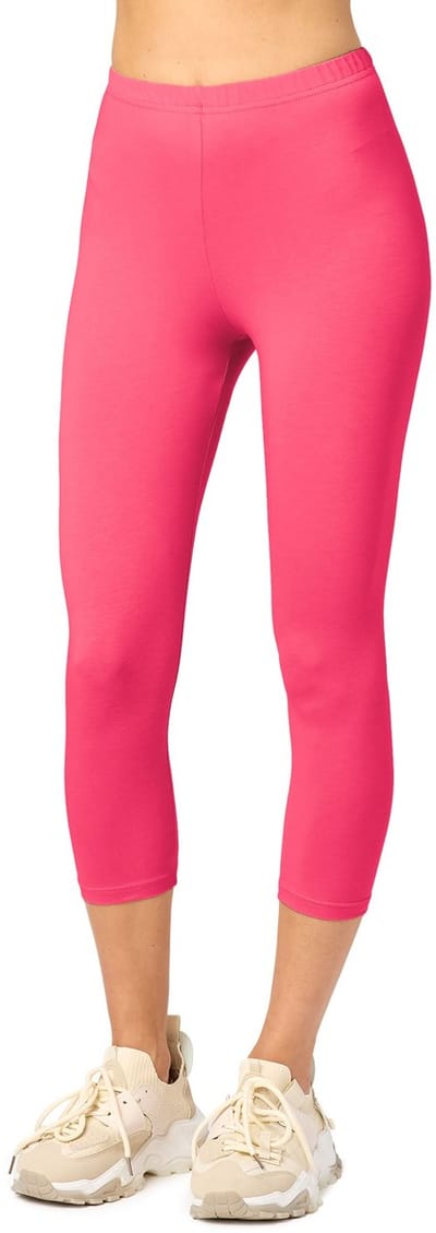 Merry Style MS-MS10-199-LE Dames Capri Leggings - Sport - Vrijetijdsbroek - 3/4 Lengte - Katoen - Sporbroek - Yogabroek - Amarant - XS