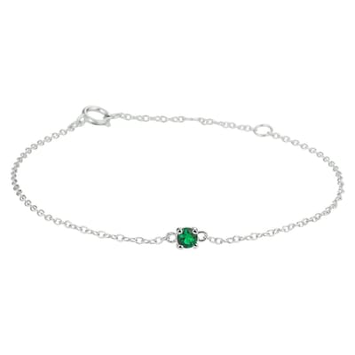 Zilver Gerhodineerd Armband Synth. Nano Groen 15,5 - 17 - 18,5 Cm 1333397
