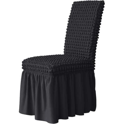 Hoge rug seersucker stoelhoes met rok stretch kwaliteit stoelhoes voor eetkamer bruiloft hotel banket wasbare stoelhoes 1 Piece zwart