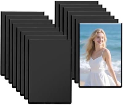Set van 15 magnetische fotohouders in zwart voor koelkast en whiteboards