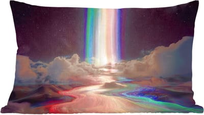 Sierkussens - Kussentjes Woonkamer - 60x40 cm - Regenboog - Verticaal - Sterrenhemel - Wolken
