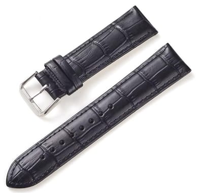 Actie4you® - Horlogebandje van Soepel Kalfsleder met Alligator Structuur - RVS Gesp – Horlogeband – 20MM – Zwart