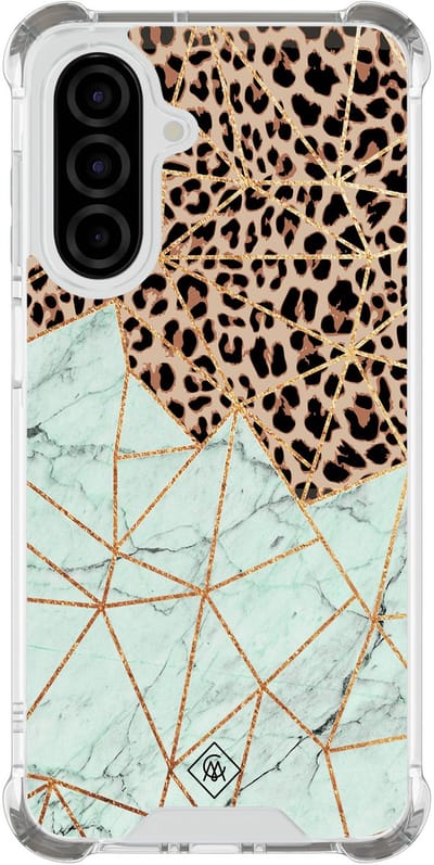 Casimoda® hoesje - Geschikt voor Samsung Galaxy A26 - Luipaard Marmer Mint - Shockproof case - Extra sterk - TPU/polycarbonaat - Multi, Transparant