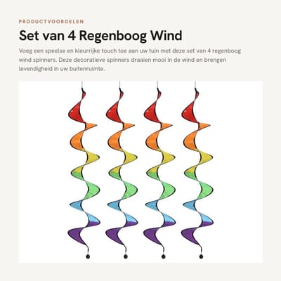 Dailygoods- Windspinner Kleurrijk - Tuindecoratie voor Buiten - 4 Stuks - Weerbestendig - Hoogte 110 cm - Diameter 22 cm