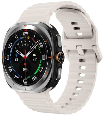 Siliconen wave bandje - geschikt voor Samsung Galaxy Watch 8 (40mm) / Galaxy Watch 8 (44mm) / Galaxy Watch 8 Classic - maat M/L - gespsluiting - sterrenlicht