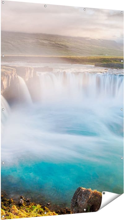Gards Tuinposter Watervallen in IJsland - 120x180 cm - Tuindoek - Tuindecoratie - Wanddecoratie buiten - Tuinschilderij