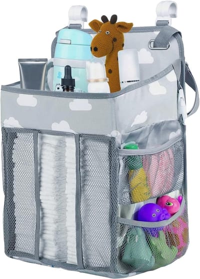 Luier Opbergsysteem - Luier Organizer - Kinderkamer Opbergen - Gemakkelijk Toegankelijk - Multizak Ontwerp - Grijs