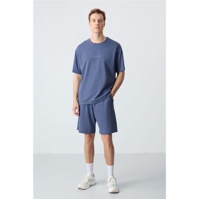 Heren Oversized Katoenmix T-Shirt en Short Set
