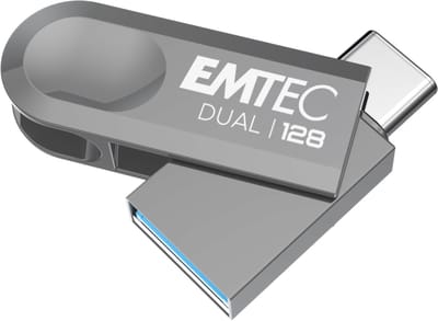 Emtec D280 Dual USB flash drive 128 GB USB Type-A / USB Type-C 3.2 Gen 1 (3.1 Gen 1) Zilver