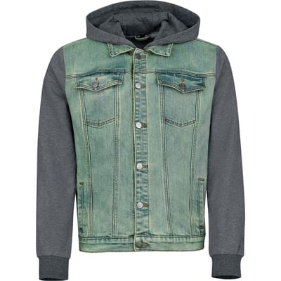 R.E.D. by EMP Spijkerjas - Jeansjacke mit Sweatärmeln und Kapuze - M tot XXL - voor Mannen - blauw-grijs