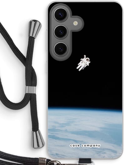 Case Company® - Hoesje met koord geschikt voor Samsung Galaxy S24 hoesje met Koord - Alone in Space - Telefoonhoesje met Zwart Koord - Bescherming aan alle Kanten en Over de Schermrand