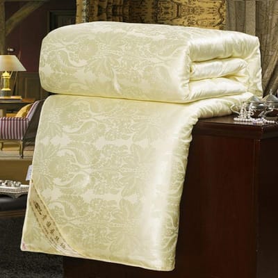 Nieuw Natuurlijk/Moerbei Luxe Zijden Dekbed Handgemaakt Twin Queen King Volledige Maat Deken Dekbed Jacquard Beddengoed Met Vulling 150x200cm 1.5kg geel