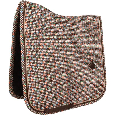Kentucky Horsewear - Zadeldoek velvet horse pied de poule bruin colorfull jumping