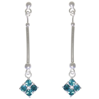 Behave – Oorbellen – 925 Sterling Zilveren langwerpige Oorstekers met Petrol Blauwe Kristal steentjes