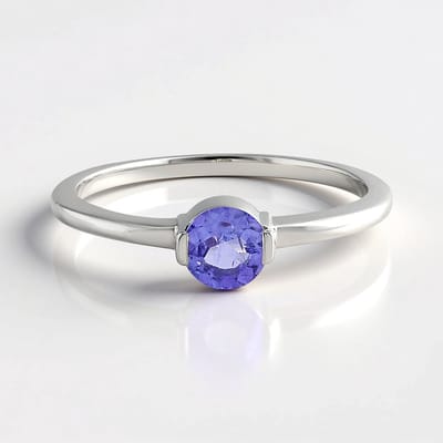 Cavill - Zilveren Ring - 925 Sterling Zilver Platina Verguld - 0,44 ct Rondgeslepen Tanzaniet - Elegant Modern Sieraad Paars
