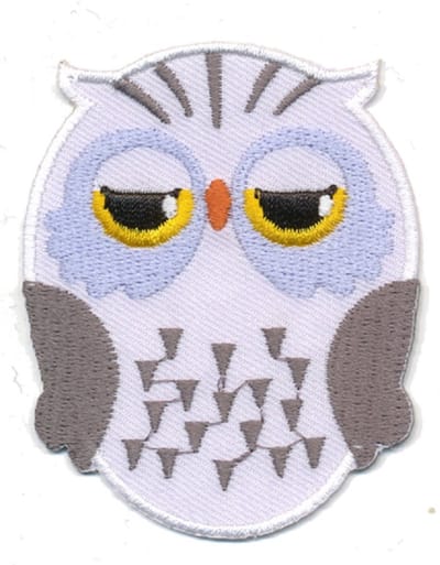 Strijkembleem - Patch - Uil wit - 5,5 x 7 cm