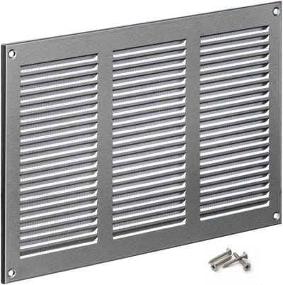 Ventilatierooster RVS 30x20 cm met Insectenhor - Lucht rooster voor Binnen en Buiten