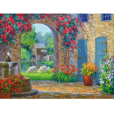 Peinture au diamant 5D DIY à foret rond complet Paysage abstrait Mosaïque pour la maison Broderie 20X30CM beige