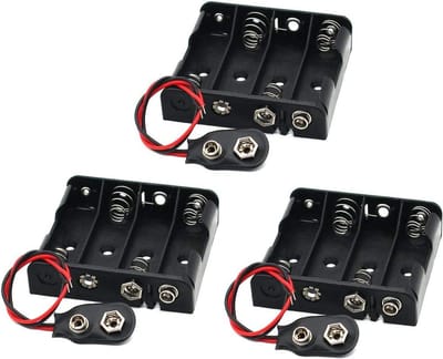 Batterij Houder - Batterij Case Clip - Elektronica Reparatie - Met Draad Connectoren - 3 Stuks - Zwart