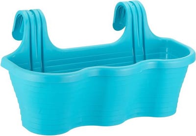 2 Stuks balkonbak turkoois bloempot plantenbak kruidentuin 10L Turquoise rechthoekige met haken
