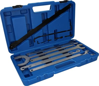 Ventilatornaafsleutelset - Koppelingssleutel set - Motoronderhoud - Gepolijst staal - 11-dlg - Blauw