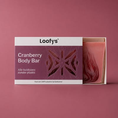 Loofys Body Bar Cranberry – Verzachtende Natuurlijke Zeep – Vegan & Plasticvrij – 80g