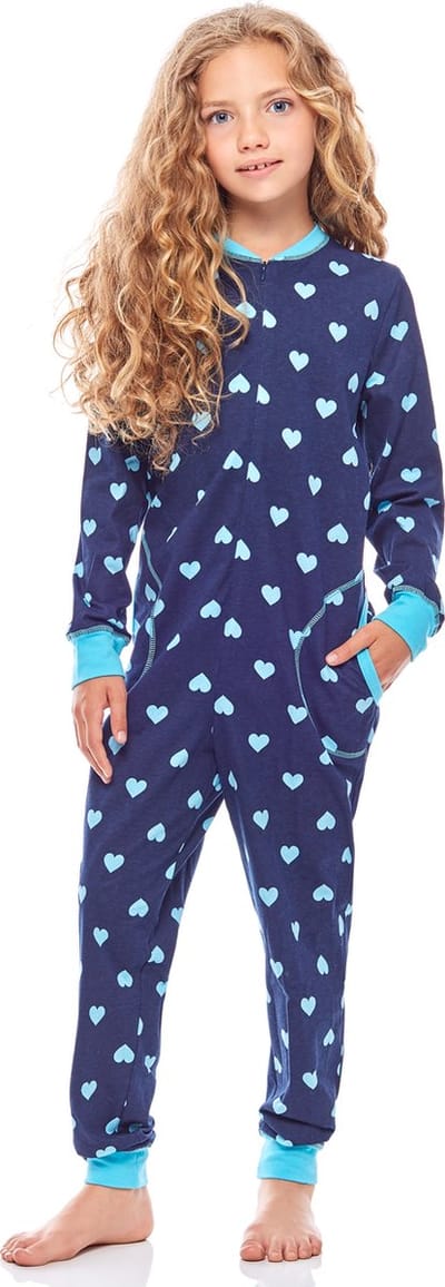 Merry Style Kinder Pyjama - ronde hals - lange mouwen - lange broek met zakken - Katoen - MS-MS10-186-PJ - Marine Herzen Türkis - 110-116