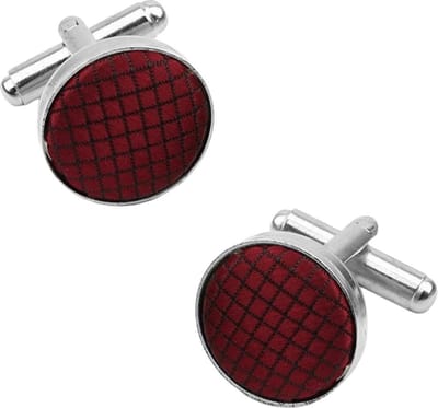 Fako Bijoux - Manchetknopen - Staal & Ruit - 16mm - Bordeaux Rood