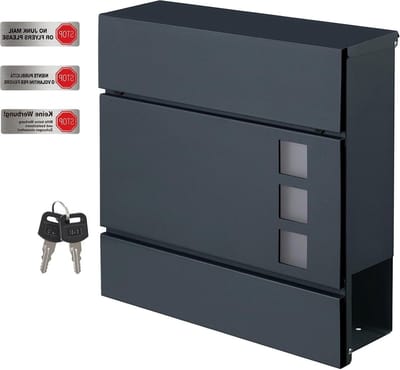 Moderne brievenbus met krantenhouder - deksel afsluitbaar - eenvoudig te installeren - antracietgrijs - GMB052G01 - stijlvol design