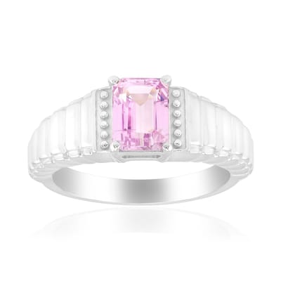 Cavill - Ring 925 Sterling Zilver Palladium - Kunziet 1,02 ct - Achthoekige Trapgeslepen Roze Edelsteen - Moderne Elegante Dames Ring