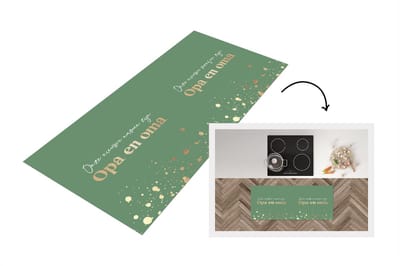 Keukenloper - Loper keuken - Groen - 'Onze nieuwe namen zijn opa en oma' - Quotes - Spreuken - 120x50 cm - Keukenloper vinyl