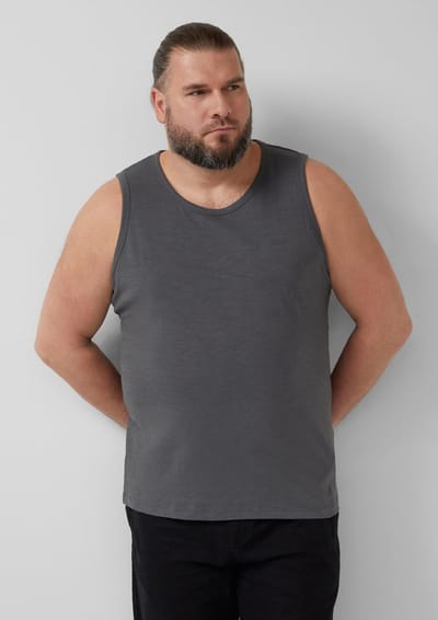 s.Oliver - male - Tanktop met vlamgarenstructuur en logoprint