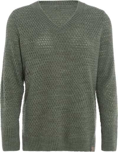Knit Factory Ilse Gebreide V-hals Trui Gebreide Dames Trui - Grof gebreid - Trui dames winter - Pullover dames - lange mouw - Wintertrui - Damestrui - Boothals - Urban Green - 40/42