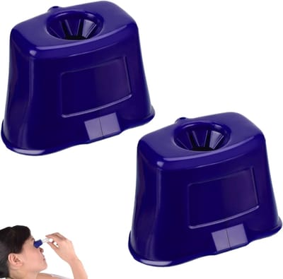 2 stuks - Oogdruppel Hulpmiddel - Oogdruppel Dispenser - Gebruiksvriendelijke oogdruppel geleider - voor Alle Leeftijden - Werkt met de meeste oogdruppelflesjes - blauw - 4.5×3.5×4.5cm