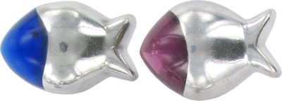 Decoratieve aluminium meubelknoppen, 2 stuks, vis, rood / blauw