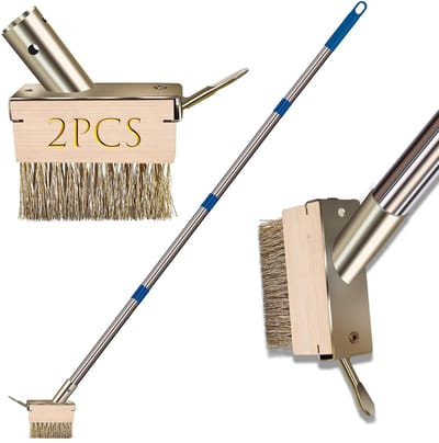 Dailygoods- Onkruidverdelger Handmatig - Onkruid Borstelkoppen - Spleetwieden Tool - Mos Verwijderaar - Hoogwaardig Messing Geplateerd Staal - 64,9 Inch Handvat - Spleetwieder