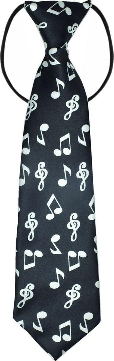 Fako Fashion - Kinderstropdas - Kinder Stropdas - Jongens Stropdas - Das - Print - Elastiek - Muzieknoten Zwart/Wit