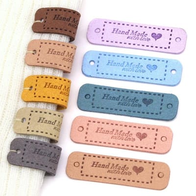 10 Pièces Étiquettes d'Amour en Cuir PU Fait Main, Vêtements, Chapeaux, Sacs, Étiquettes à Coudre, Accessoires de Vêtements DIY, Petites Étiquettes Décoratives Mixed